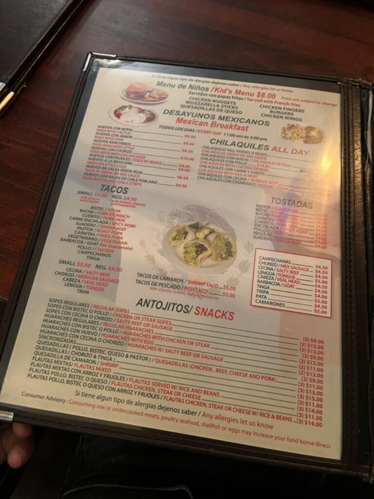 Tacos El Bronco Menu 2