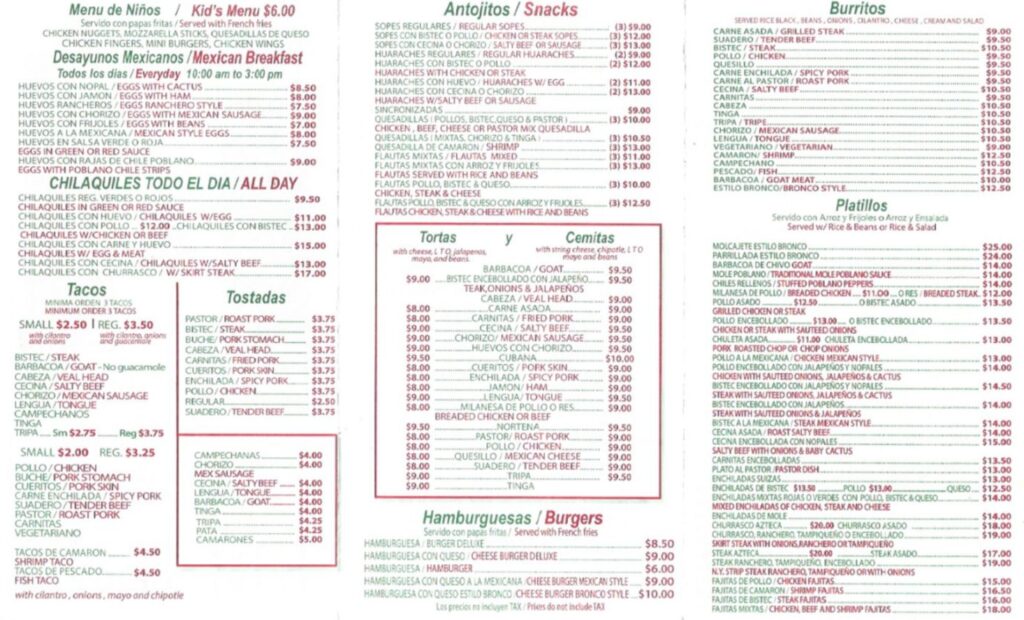 Tacos El Bronco Menu 4