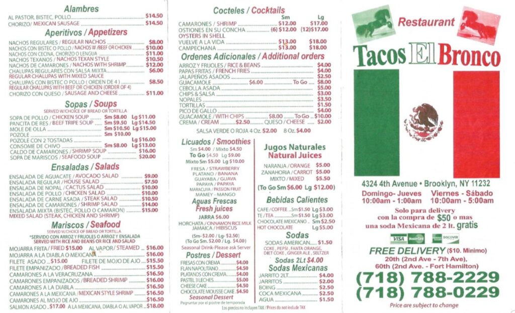 Tacos El Bronco Menu 8
